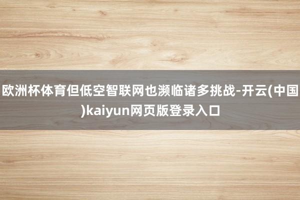 欧洲杯体育但低空智联网也濒临诸多挑战-开云(中国)kaiyun网页版登录入口